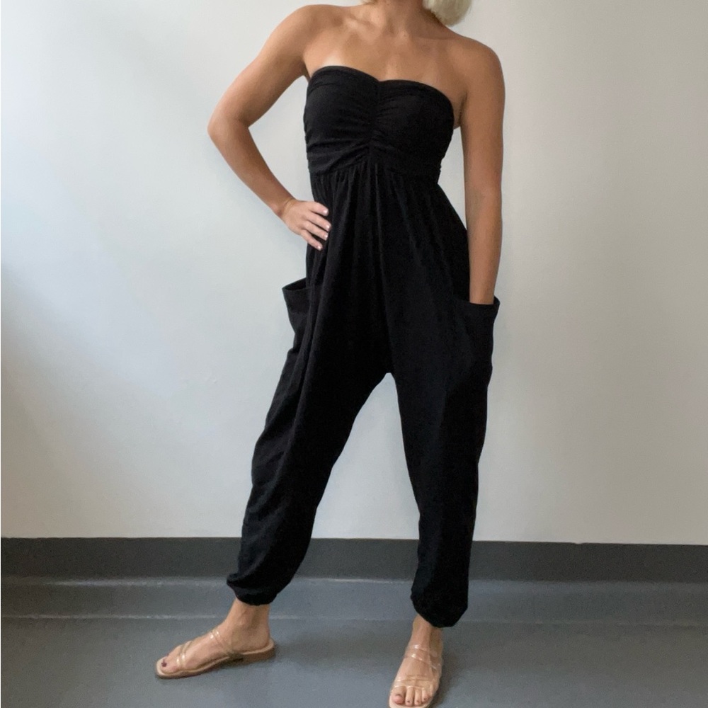 BUCKETLIST Black Strapless Jumpsuit
